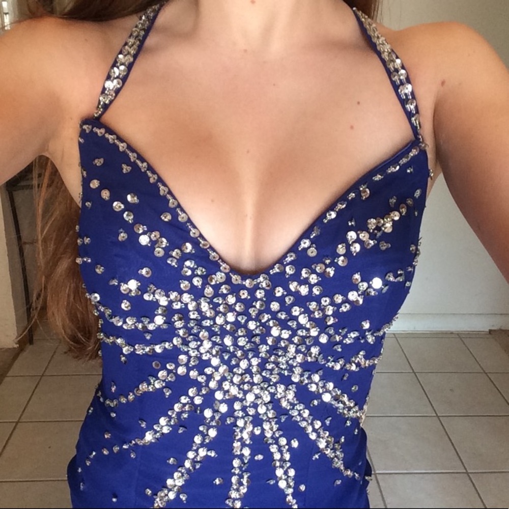 Royal Blue Sequenced Prom Formal Event Dress